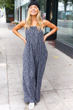 Load image into Gallery viewer, Feeling Femme&#39; Charcoal Floral Print Baggy Overall Jumpsuit
