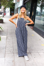 Load image into Gallery viewer, Feeling Femme&#39; Charcoal Floral Print Baggy Overall Jumpsuit
