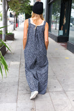 Load image into Gallery viewer, Feeling Femme&#39; Charcoal Floral Print Baggy Overall Jumpsuit
