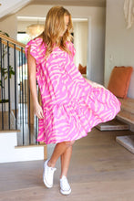 Load image into Gallery viewer, Remember Me Pink Zebra Print Tiered Ruffle Sleeve Woven Dress
