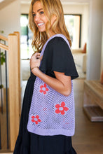 Load image into Gallery viewer, Lavender &amp; Orange Floral Crochet Tote Bag
