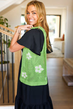 Load image into Gallery viewer, Green Floral Crochet Tote Bag
