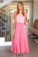 Load image into Gallery viewer, More Than Lovely Coral Floral Embroidery Dot Maxi Dress
