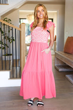 Load image into Gallery viewer, More Than Lovely Coral Floral Embroidery Dot Maxi Dress
