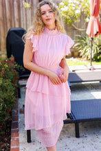 Load image into Gallery viewer, Beautiful You Blush Swiss Dot Asymmetric Tiered Smocked Lined Dress
