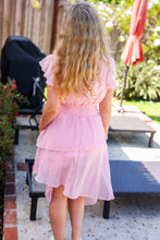 Load image into Gallery viewer, Beautiful You Blush Swiss Dot Asymmetric Tiered Smocked Lined Dress
