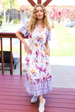 Load image into Gallery viewer, Beautiful You Ivory &amp; Blue Floral Border Print Smocked Waist Dress
