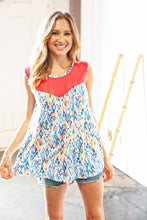 Load image into Gallery viewer, Coral Jacquard Lace Ethnic Print Tank Top
