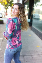 Load image into Gallery viewer, On My Heart Navy Floral Brushed Hacci Sweater Top
