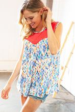 Load image into Gallery viewer, Coral Jacquard Lace Ethnic Print Tank Top
