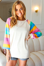 Load image into Gallery viewer, Just For You Rainbow Bubble Sleeve Terry Raglan Top
