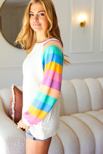 Load image into Gallery viewer, Just For You Rainbow Bubble Sleeve Terry Raglan Top
