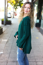 Load image into Gallery viewer, Casual Chic Hunter Green Oversized V Neck Rib Knit Sweater
