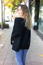 Load image into Gallery viewer, Casual Chic Black Oversized V Neck Rib Knit Sweater
