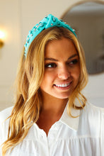 Load image into Gallery viewer, Turquoise Stone &amp; Gem Cowboy Boot Embellished Top Knot Headband
