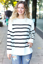 Load image into Gallery viewer, Stand Out Ivory Striped Oversized Knit Sweater
