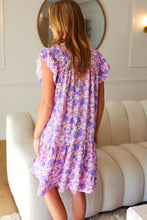 Load image into Gallery viewer, Spring Lilac Floral Tiered Ruffle Sleeve Woven Dress
