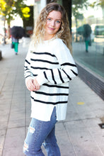 Load image into Gallery viewer, Stand Out Ivory Striped Oversized Knit Sweater
