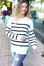 Load image into Gallery viewer, Stand Out Ivory Striped Oversized Knit Sweater
