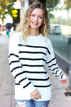 Load image into Gallery viewer, Stand Out Ivory Striped Oversized Knit Sweater
