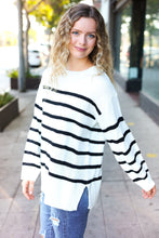 Load image into Gallery viewer, Stand Out Ivory Striped Oversized Knit Sweater
