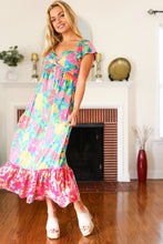 Load image into Gallery viewer, Vacay Vibes Blue Floral Print Sweetheart Twisted Neckline Maxi Dress
