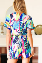 Load image into Gallery viewer, Tropical Vibes Multicolor Tropical Print Surplice Tie Waist Romper
