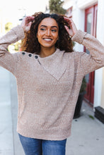 Load image into Gallery viewer, You Got This Marbled Taupe Rib Button Collared Sweater Pullover
