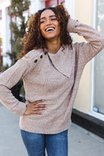 Load image into Gallery viewer, You Got This Marbled Taupe Rib Button Collared Sweater Pullover
