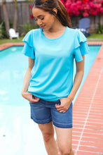 Load image into Gallery viewer, Lovely In Blue Tiered Double Ruffle Sleeve Woven Top
