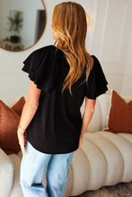 Load image into Gallery viewer, Feel The Love Black Double Ruffle Sleeve Square Neck Ribbed Top
