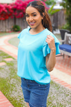 Load image into Gallery viewer, Lovely In Blue Tiered Double Ruffle Sleeve Woven Top
