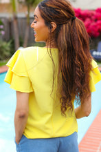 Load image into Gallery viewer, Lovely In Yellow Tiered Double Ruffle Sleeve Woven Top
