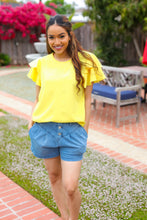 Load image into Gallery viewer, Lovely In Yellow Tiered Double Ruffle Sleeve Woven Top
