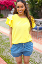 Load image into Gallery viewer, Lovely In Yellow Tiered Double Ruffle Sleeve Woven Top
