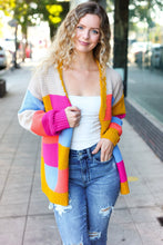 Load image into Gallery viewer, Spread Joy Multicolor Chunky Knit Color Block Patchwork Cardigan
