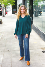 Load image into Gallery viewer, Hello Beautiful Hunter Green Smocked Bubble Sleeve Woven Top
