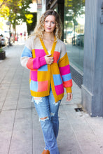 Load image into Gallery viewer, Spread Joy Multicolor Chunky Knit Color Block Patchwork Cardigan
