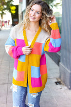 Load image into Gallery viewer, Spread Joy Multicolor Chunky Knit Color Block Patchwork Cardigan
