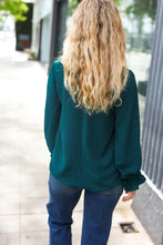 Load image into Gallery viewer, Hello Beautiful Hunter Green Smocked Bubble Sleeve Woven Top
