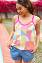 Load image into Gallery viewer, Summer Vibes Multicolor Geometric Waffle Knit Sleeveless Top
