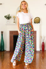 Load image into Gallery viewer, Stand Out Navy &amp; Green Abstract Print Smocked Waist Palazzo Pants
