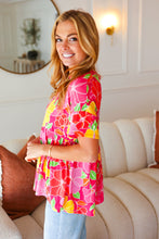 Load image into Gallery viewer, Time For Sun Fuchsia Floral Drop Shoulder Babydoll Top
