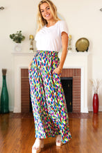 Load image into Gallery viewer, Stand Out Navy &amp; Green Abstract Print Smocked Waist Palazzo Pants
