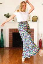 Load image into Gallery viewer, Stand Out Navy &amp; Green Abstract Print Smocked Waist Palazzo Pants
