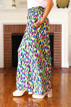 Load image into Gallery viewer, Stand Out Navy &amp; Green Abstract Print Smocked Waist Palazzo Pants
