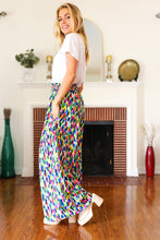 Load image into Gallery viewer, Stand Out Navy &amp; Green Abstract Print Smocked Waist Palazzo Pants
