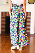 Load image into Gallery viewer, Stand Out Navy &amp; Green Abstract Print Smocked Waist Palazzo Pants
