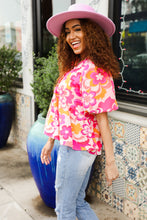 Load image into Gallery viewer, Find Love Pink/Yellow Floral Frill Balloon Short Sleeve Top
