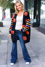 Load image into Gallery viewer, Pumpkin Multicolor Stripe Jacquard Knit Open Cardigan
